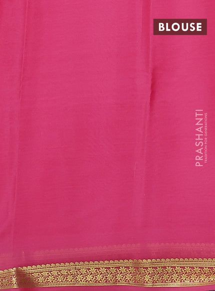 Pure mysore silk saree pink with plain body and zari woven border