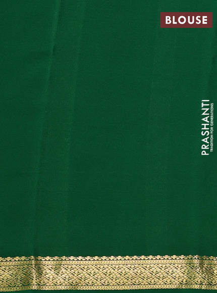 Pure mysore silk saree deep maroon and green with allover zari checked pattern and zari woven border