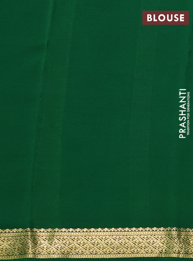 Pure mysore silk saree deep maroon and green with allover zari checked pattern and zari woven border