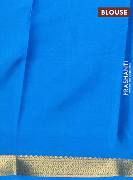 Pure mysore silk saree purple and cs blue with allover zari checked pattern and zari woven border