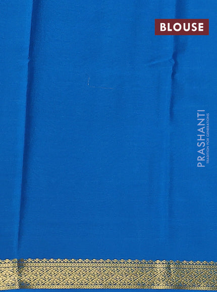 Pure mysore silk saree grey and cs blue with allover zari checked pattern and zari woven border