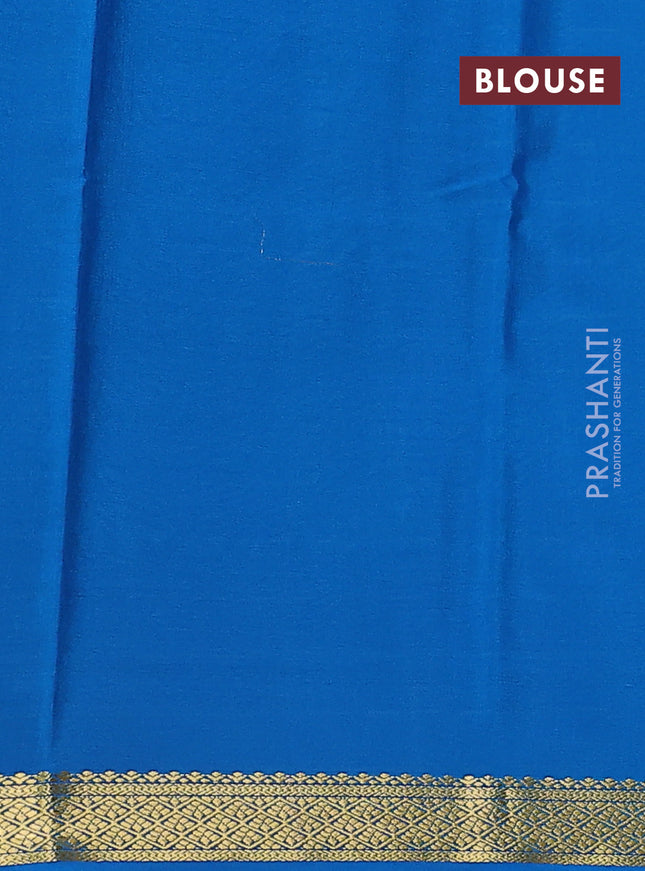 Pure mysore silk saree grey and cs blue with allover zari checked pattern and zari woven border