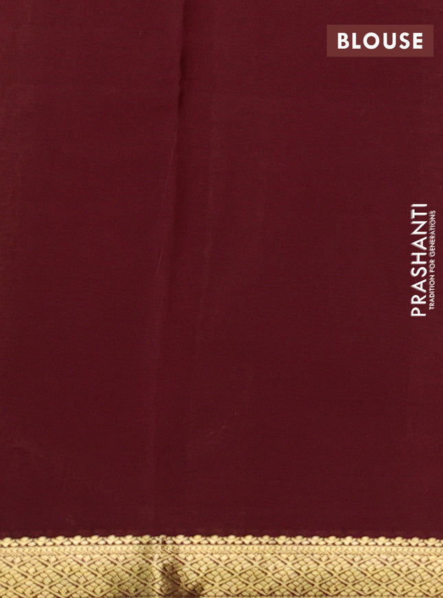 Pure mysore silk saree sandal and coffee brown with allover zari checked pattern and zari woven border