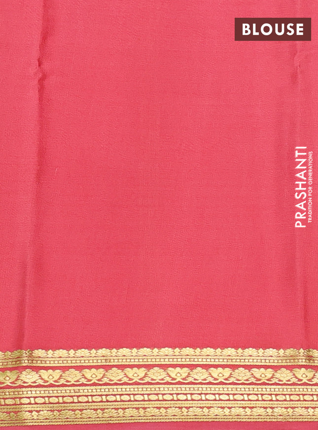 Pure mysore silk saree purple and peach pink with plain body and zari woven border