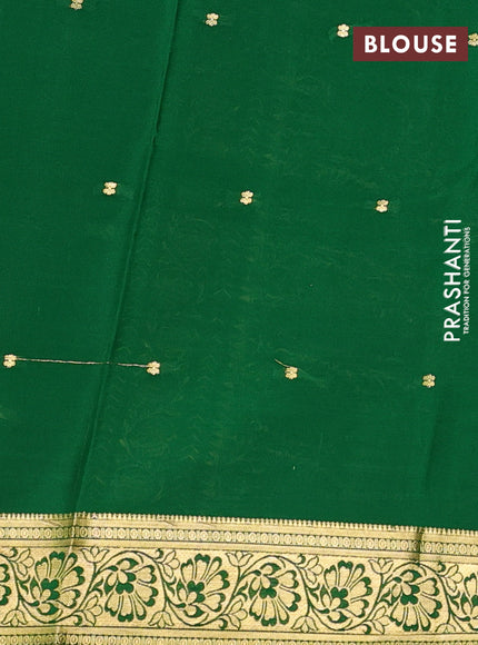 Pure mysore silk saree red and green with allover zari woven buttas and zari woven floral border