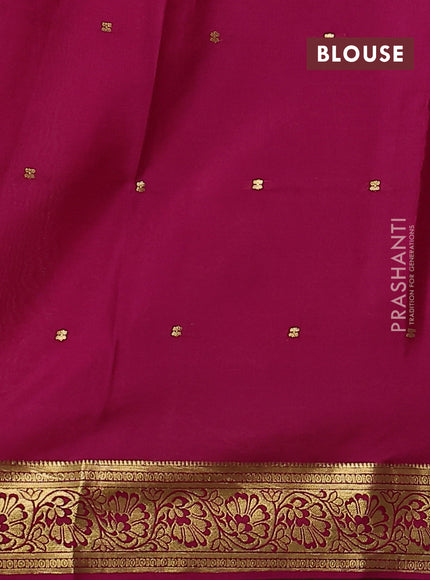 Pure mysore silk saree teal green and pink with zari woven buttas and zari woven border