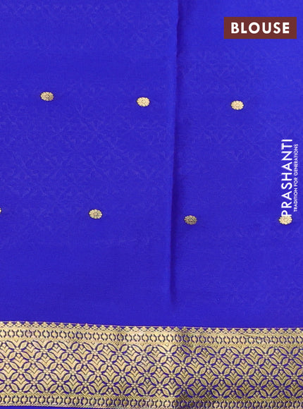 Pure mysore silk saree orange and royal blue with zari woven buttas and zari woven border
