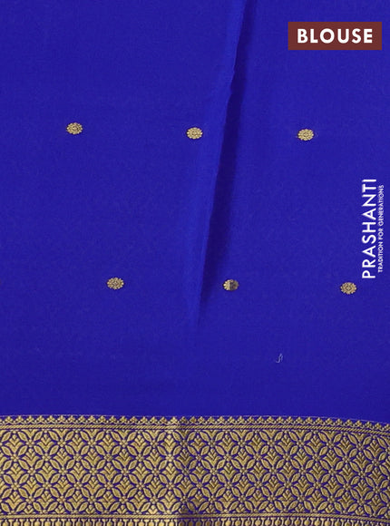 Pure mysore silk saree cs blue and blue with zari woven buttas and zari woven border