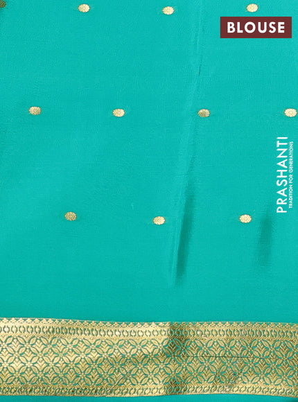 Pure mysore silk saree pink and teal green with zari woven buttas and zari woven border