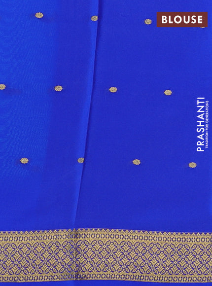 Pure mysore silk saree teal green and royal blue with zari woven buttas and zari woven border