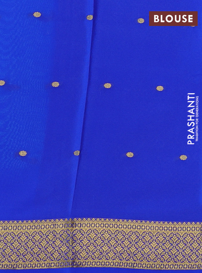 Pure mysore silk saree teal green and royal blue with zari woven buttas and zari woven border