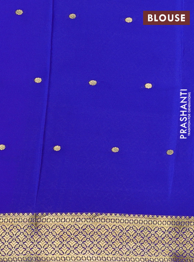 Pure mysore silk saree red and blue with zari woven buttas and zari woven border