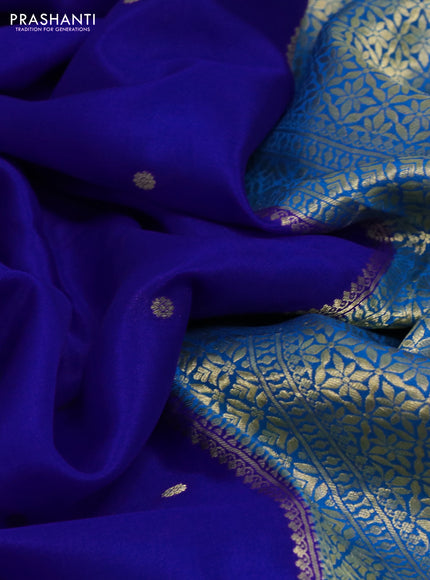 Pure mysore silk saree royal blue and cs blue with zari woven buttas and zari woven border