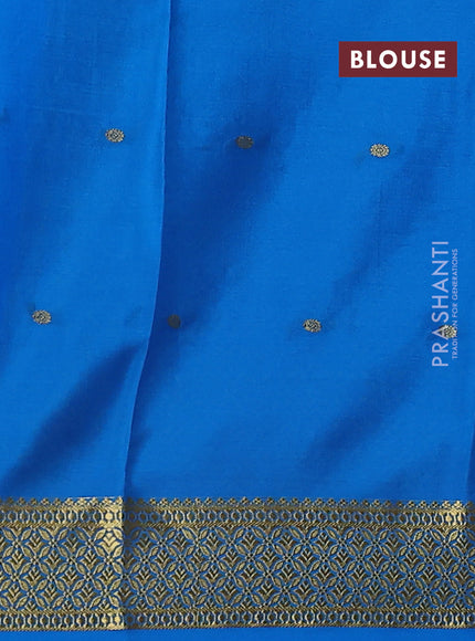 Pure mysore silk saree royal blue and cs blue with zari woven buttas and zari woven border