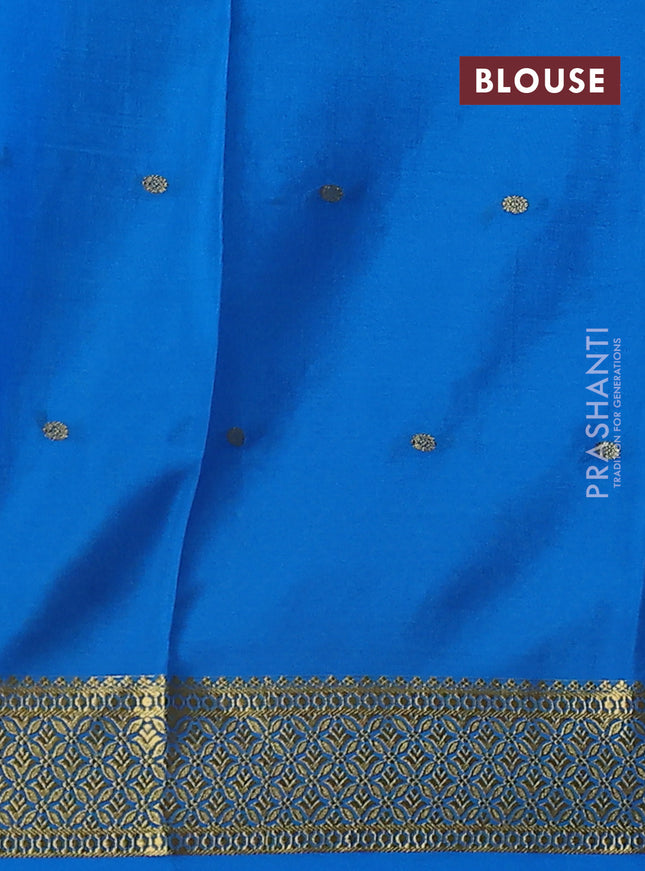 Pure mysore silk saree royal blue and cs blue with zari woven buttas and zari woven border
