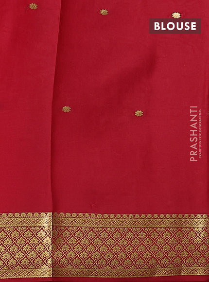 Pure mysore silk saree mustard yellow and red with zari woven buttas and zari woven border
