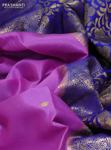 Pure mysore silk saree light pink and blue with zari woven buttas and zari woven border