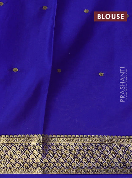 Pure mysore silk saree light pink and blue with zari woven buttas and zari woven border