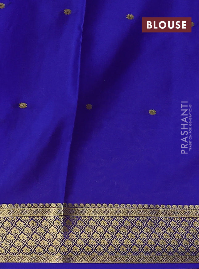 Pure mysore silk saree light pink and blue with zari woven buttas and zari woven border
