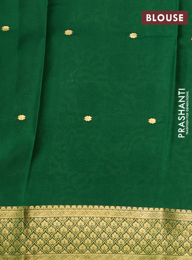 Pure mysore silk saree mustard yellow and green with zari woven buttas and zari woven border