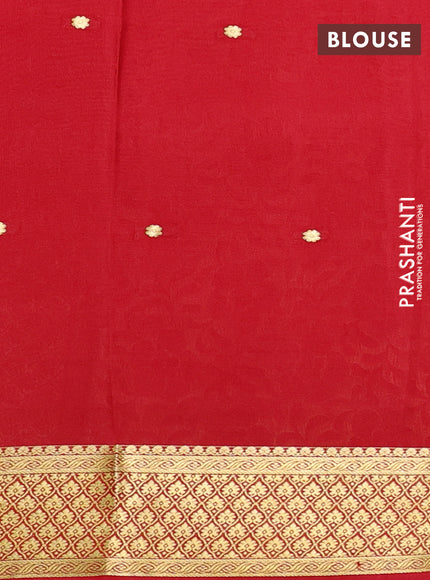 Pure mysore silk saree mango yellow and red with zari woven buttas and zari woven border