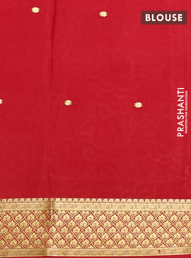Pure mysore silk saree mango yellow and red with zari woven buttas and zari woven border