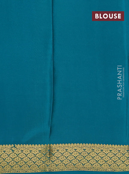Pure mysore silk saree royal blue and teal green with annam zari woven buttas and zari woven border