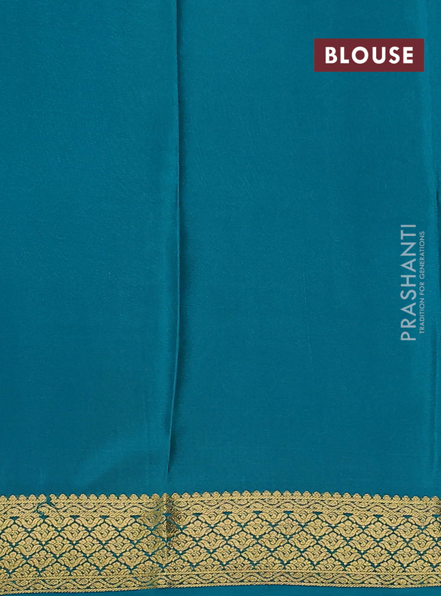 Pure mysore silk saree royal blue and teal green with annam zari woven buttas and zari woven border
