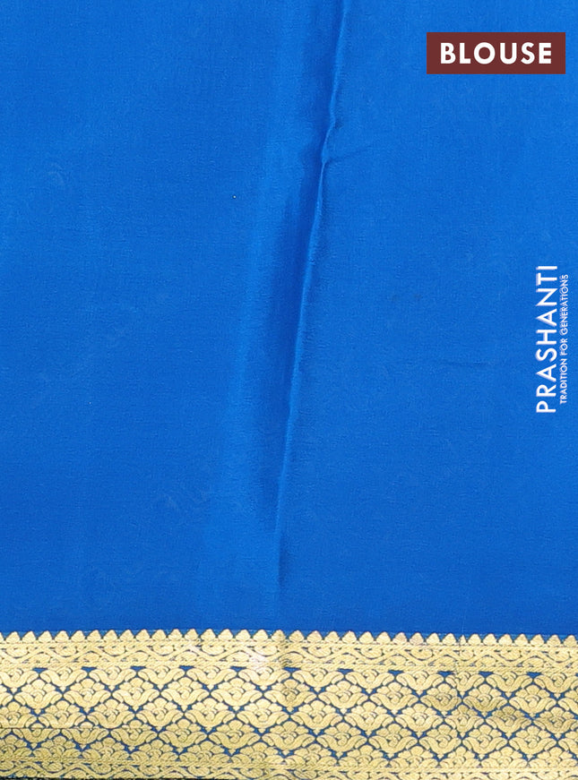 Pure mysore silk saree coffee brown and cs blue with allover zari woven buttas and zari woven border