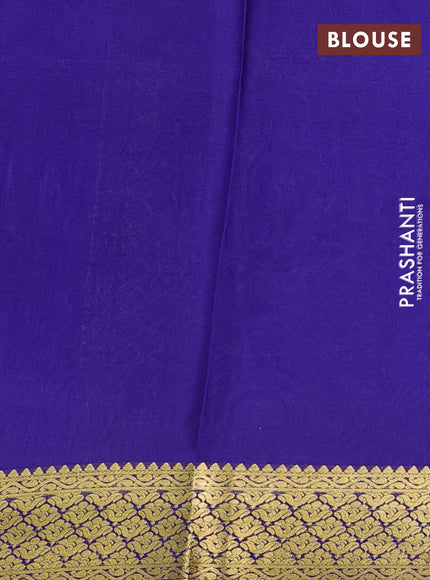 Pure mysore silk saree lavender and blue with allover zari woven buttas and zari woven border