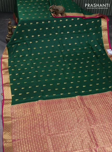 Pure mysore silk saree green and pink with allover zari woven buttas and zari woven border
