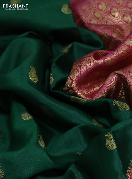 Pure mysore silk saree green and pink with allover zari woven buttas and zari woven border