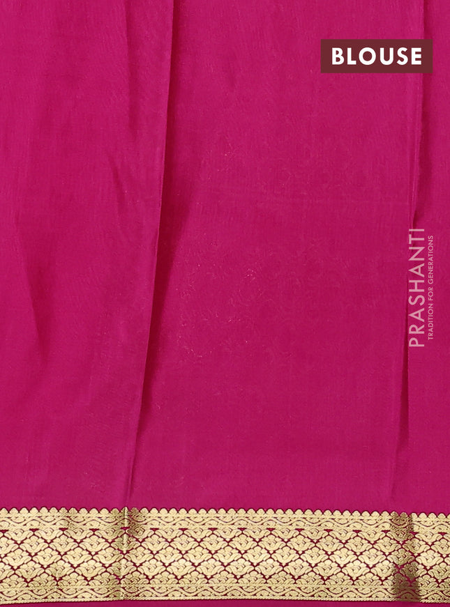Pure mysore silk saree green and pink with allover zari woven buttas and zari woven border