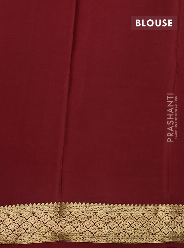 Pure mysore silk saree peacock blue and deep maroon with allover zari woven buttas and zari woven border