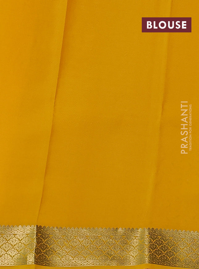 Pure mysore silk saree lavender and yellow with allover zari woven buttas and zari woven border