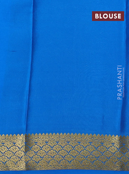 Pure mysore silk saree royal blue and cs blue with allover zari woven buttas and zari woven border