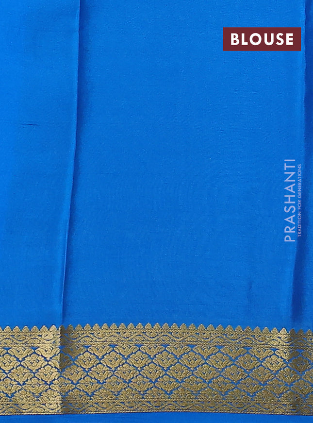 Pure mysore silk saree royal blue and cs blue with allover zari woven buttas and zari woven border