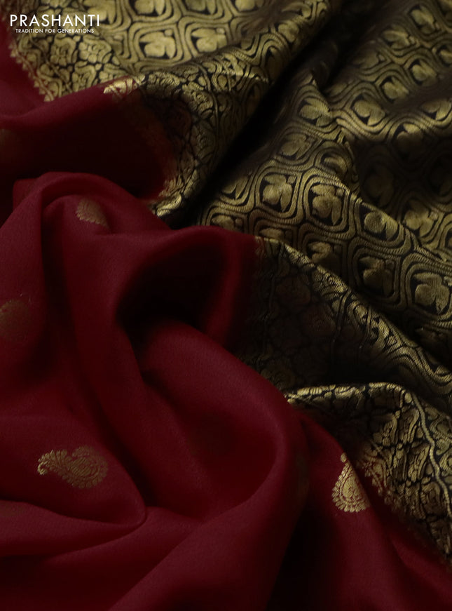 Pure mysore silk saree red and black with allover zari woven buttas and zari woven border