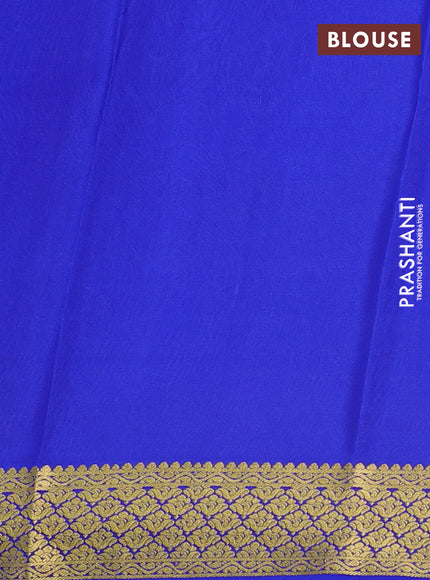 Pure mysore silk saree teal blue and blue with allover zari woven buttas and zari woven border