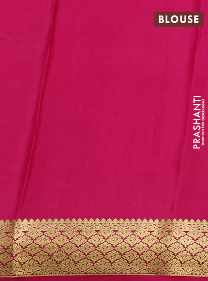 Pure mysore silk saree yellow and pink with allover zari woven buttas and zari woven border
