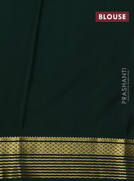 Pure mysore silk saree maroon and green with plain body and zari woven border