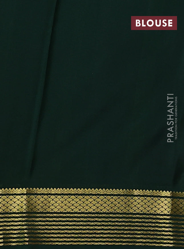 Pure mysore silk saree maroon and green with plain body and zari woven border