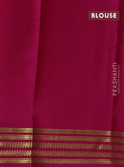 Pure mysore silk saree green and pink with plain body and zari woven border