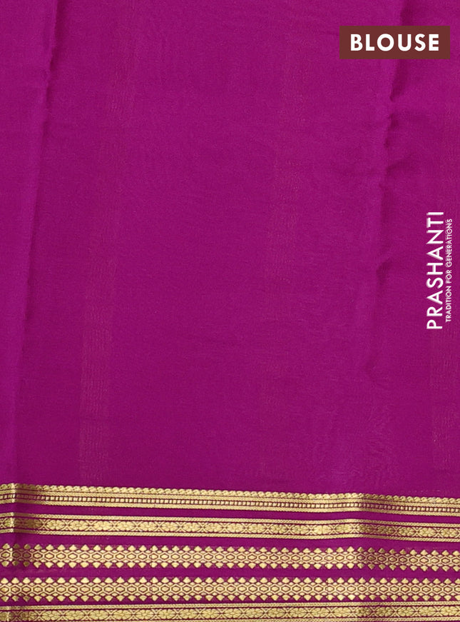 Pure mysore silk saree light pink and purple with plain body and zari woven border