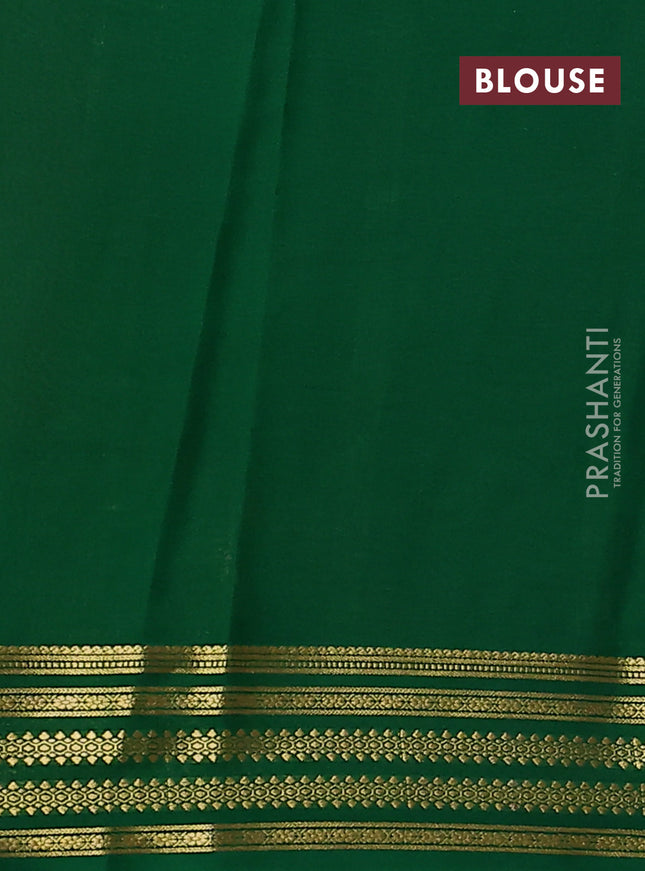 Pure mysore silk saree red and green with plain body and zari woven border