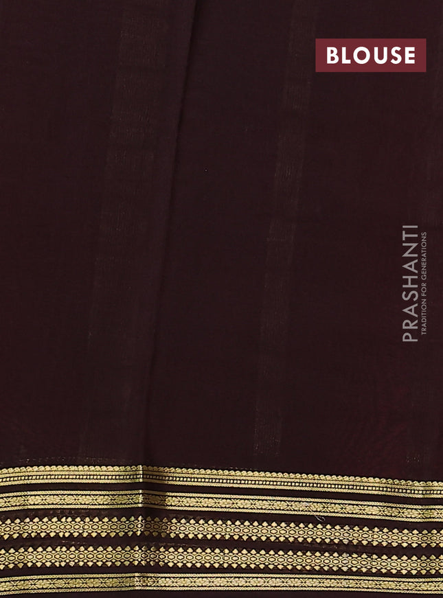 Pure mysore silk saree orange and brown with plain body and zari woven border