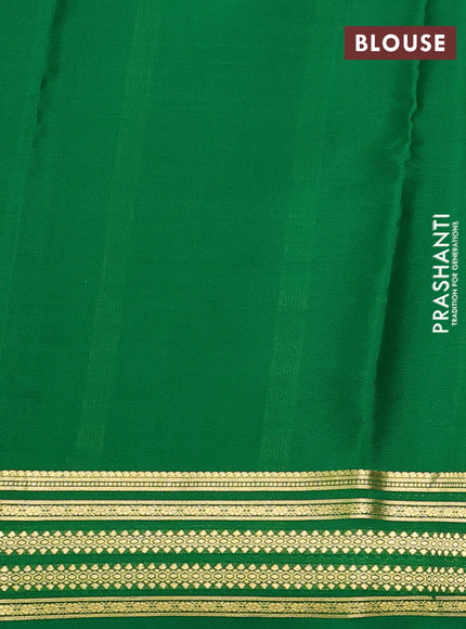 Pure mysore silk saree maroon and green with plain body and zari woven border