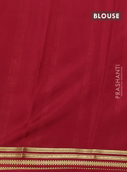 Pure mysore silk saree dark green and maroon with plain body and zari woven border
