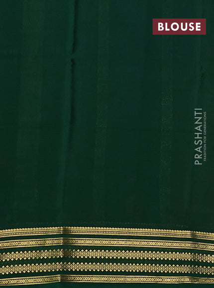 Pure mysore silk saree red and green with plain body and zari woven border