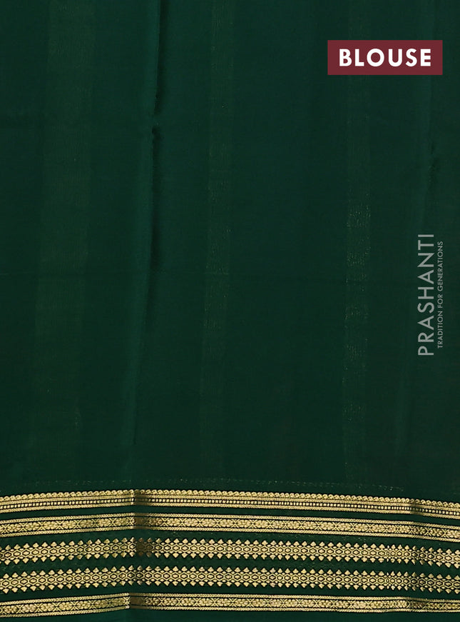 Pure mysore silk saree red and green with plain body and zari woven border